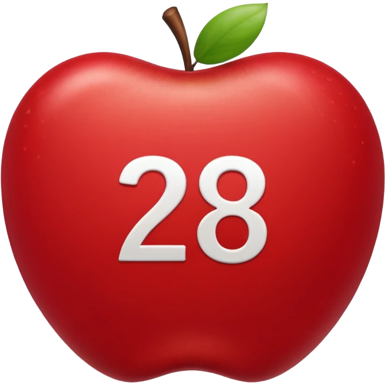calendar with number 28, red top, apple style emoji emoji