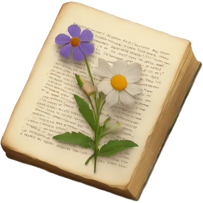 book with some pressed flowers on the pages realistic flowers pressing emoji