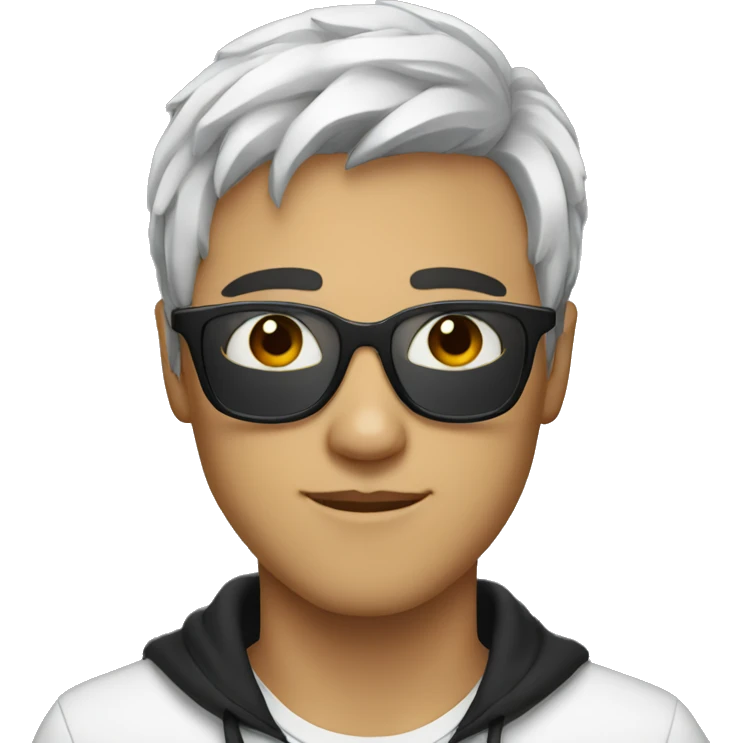 young men with dark glasses with dark and white hair emoji