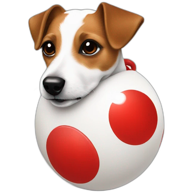 Jack Russell small with small all red ball   emoji