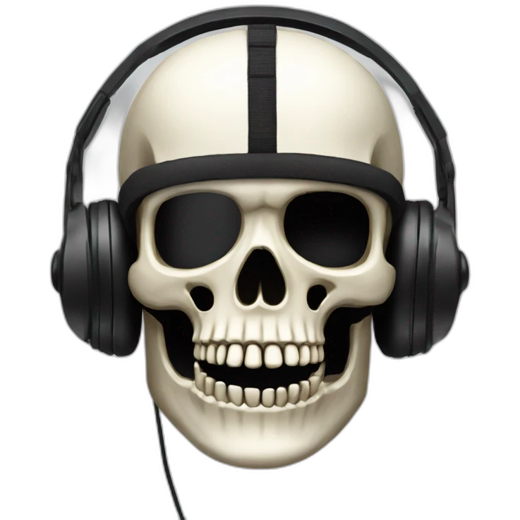 Military Skeleton mask with a long black mask underneath it and headset with a microphone emoji