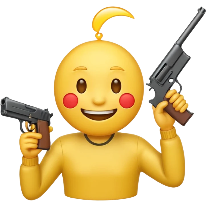 It should look like the standard smiling emoji which is ironically holding a gun pointed to his head/face so that it looks like he wanted to shoot himself ( this is ironically and it should show that i could shoot me in the head because its so embarrassing) emoji