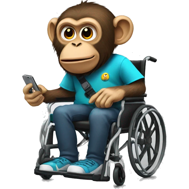 Monkey in a wheelchair playing xbox  emoji