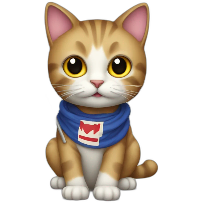 Cat with a flag with the letter M emoji