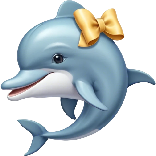 Dolphin wearing a bow on its head emoji