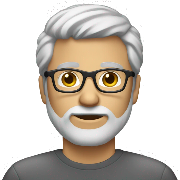 White male, mid 40, with blind to gray hairs. A bit of beard. Glasses.  emoji