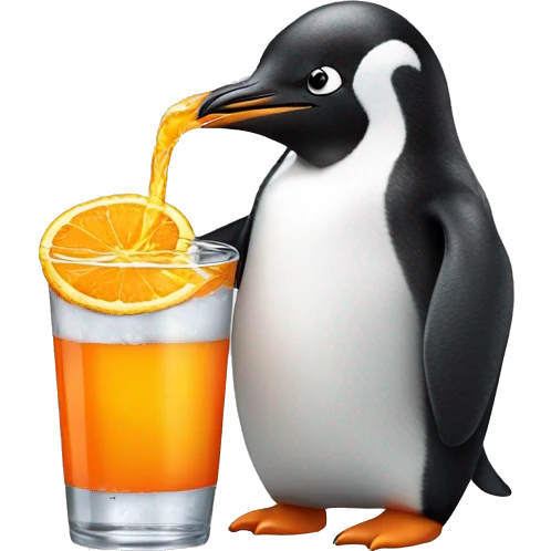 Penguin drinking fanta emoji