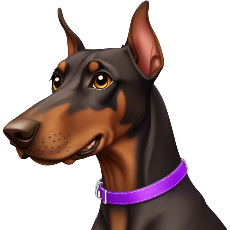  brown Doberman with purple collar emoji