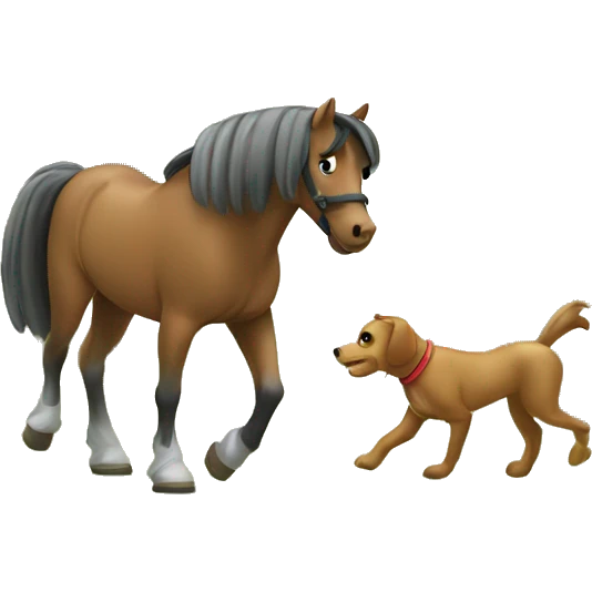 A horse and a dog Walking in the Forest🌳  emoji