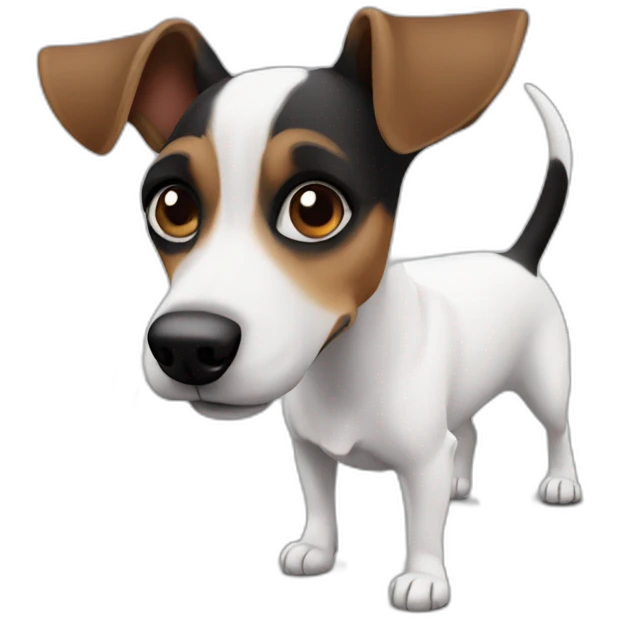 Jack russel with straight raise black ears emoji