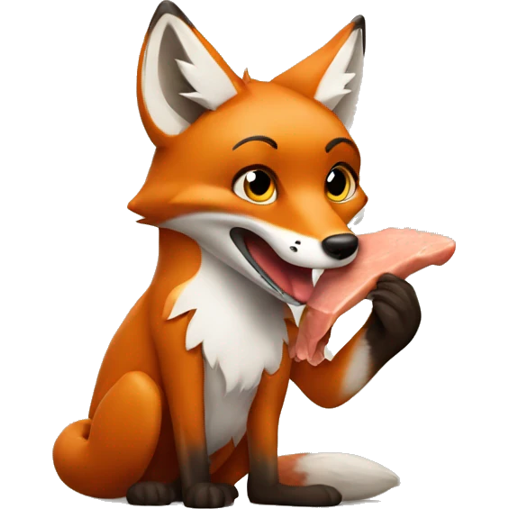 Fox holding chicken leg in mouth emoji