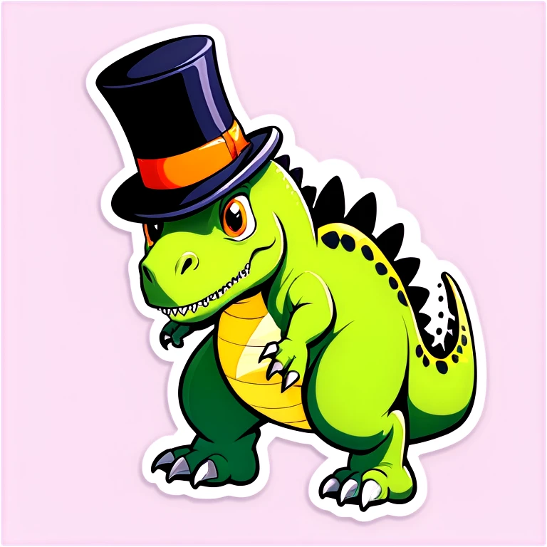 Dinosaur  with top hat￼ emoji