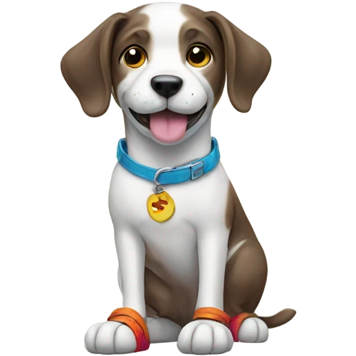 A dog wearing shoes emoji