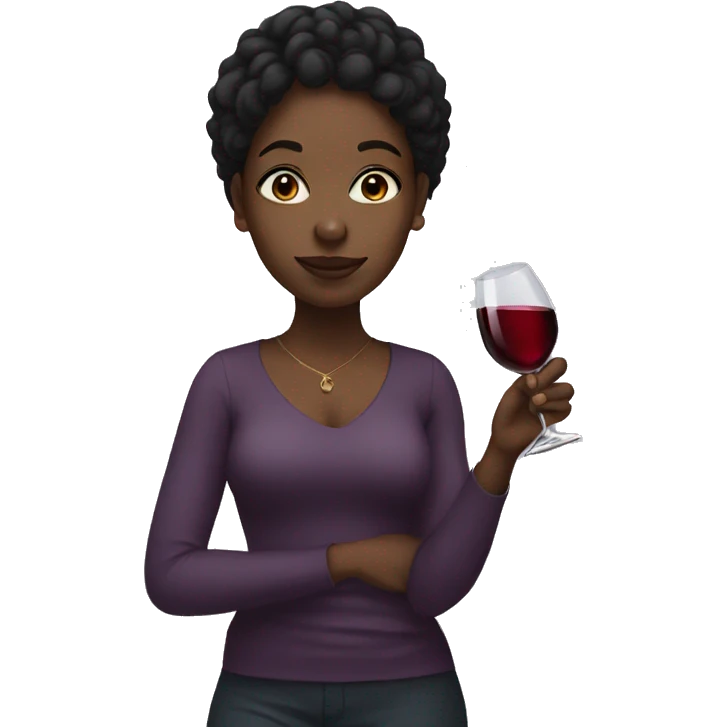 Black girl holding a glass of wine  emoji