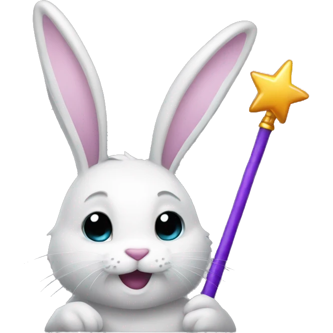 a rabbit with a magic wand emoji
