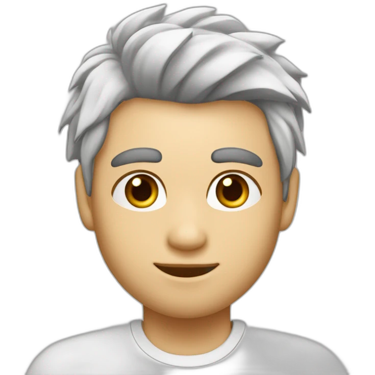 joven piel blanca pelo canoso con gusto atigrado emoji