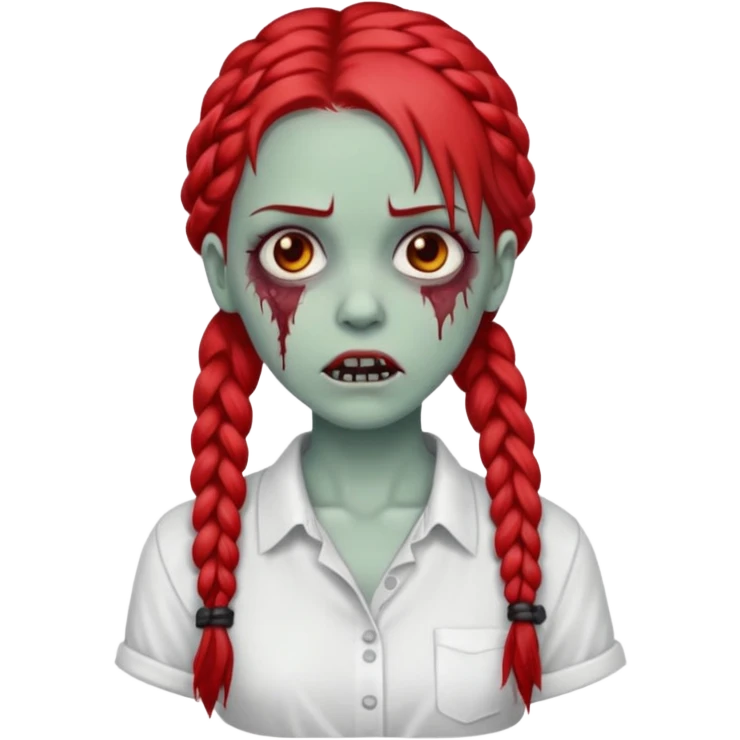 zombie girl with red braids and white shirt emoji