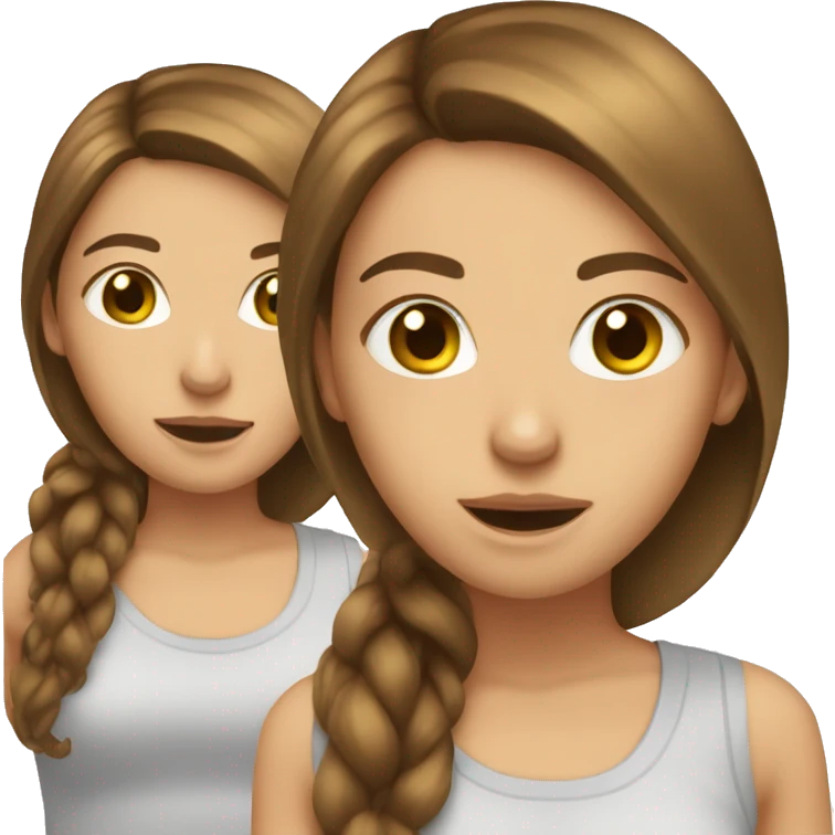 brown haired white girl looking at herself in mirror emoji
