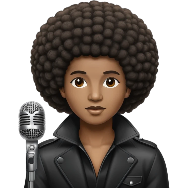 soul music singer with microphone and afro hairstyle emoji