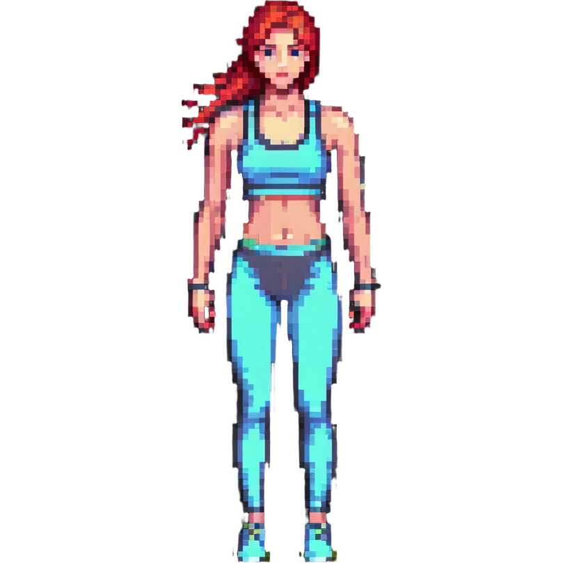 athletic woman, pixel art style emoji