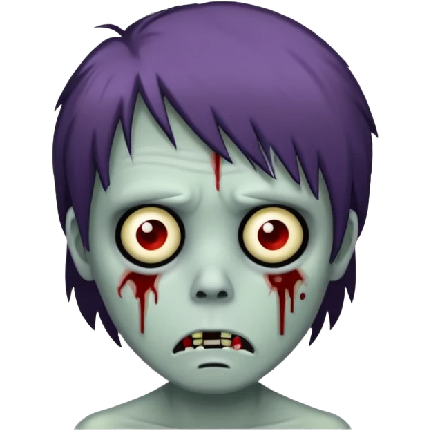 sad zombie with emo hair emoji