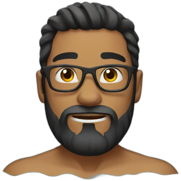 Swimming guy black hair and beard muscles emoji