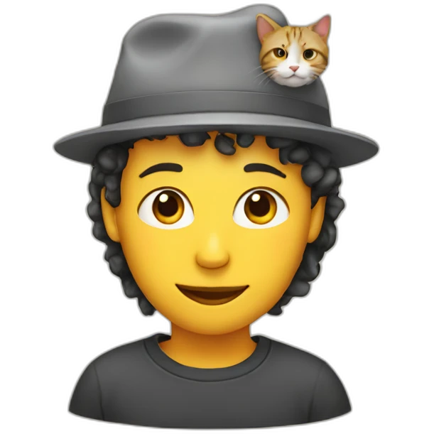 human with cat as a hat emoji