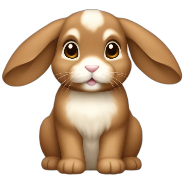 holland lop pure brown rabbit with floppy ears in apple iOS emoji style emoji