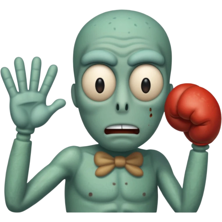 Squidward getting beat up by mr Krabs  emoji