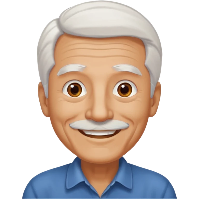 Illustrated emoji of an old man, white hair, no beard, no mustache, dark eyes, tanned skin  emoji