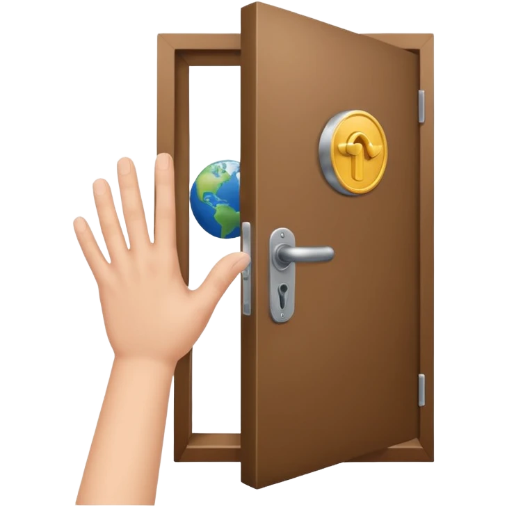 hand opening a door to the world representing education as a tool to understand the world emoji