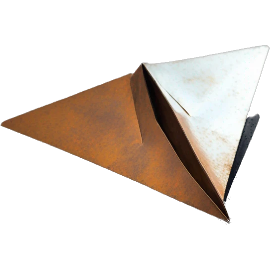 paper airplane made of rusted steel on the ground emoji