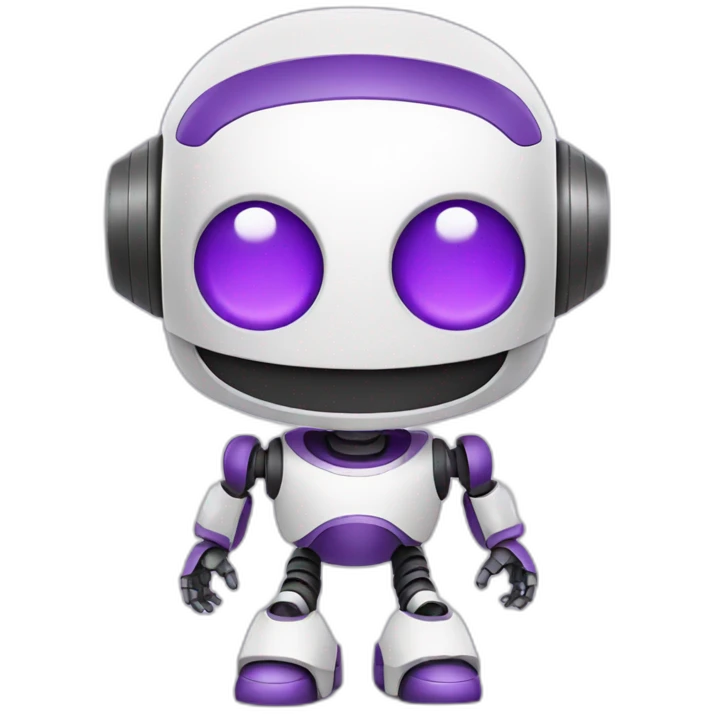 cute helpfull robot white purple emoji