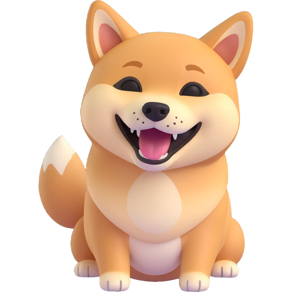 shiba inu, laughing emoji