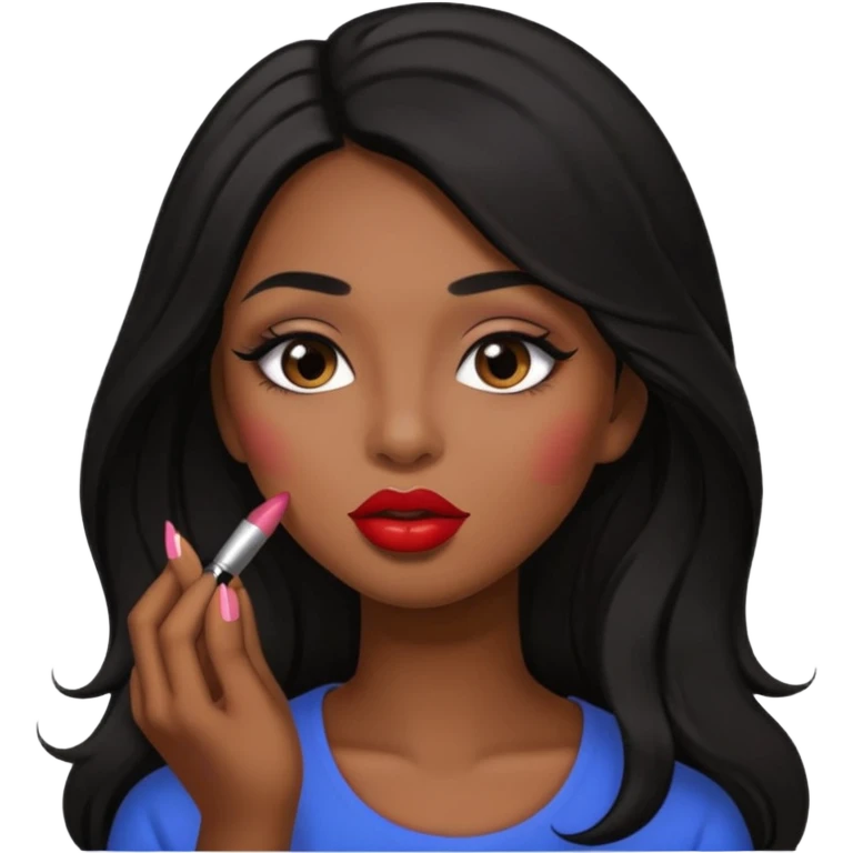 Una niña morena maquillandose con pelo largo emoji