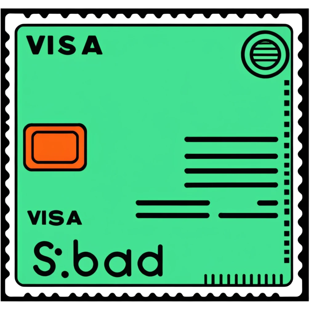 sticker style visa stamp with bold outline, playful, no background emoji