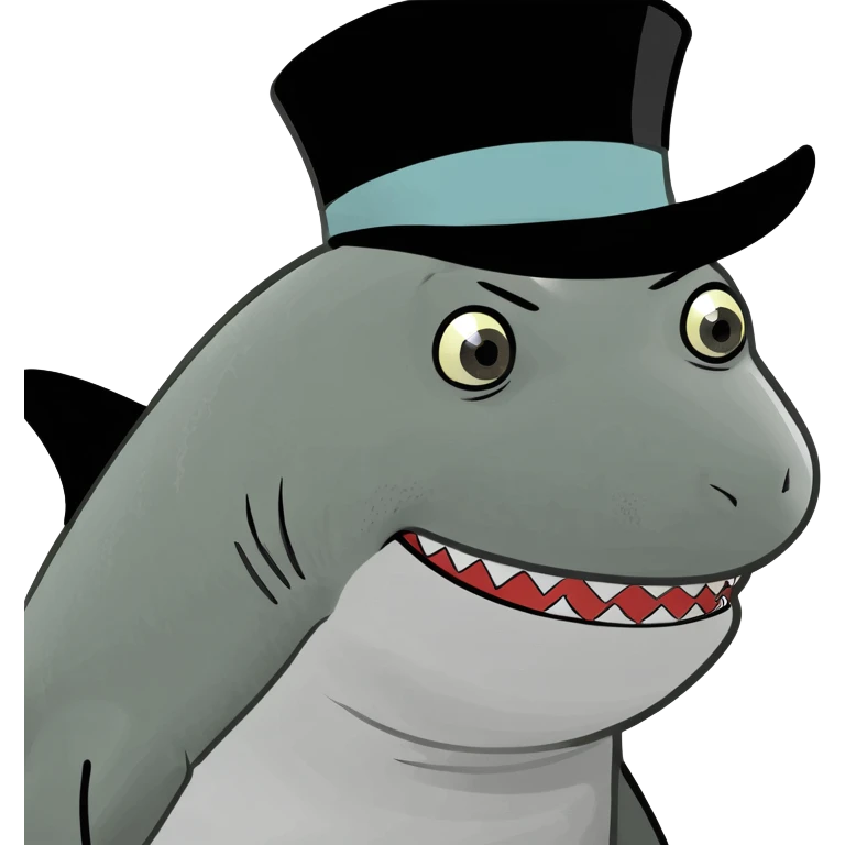 Shark with a top hat emoji