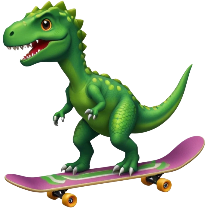 Dinosaur on a skateboard emoji