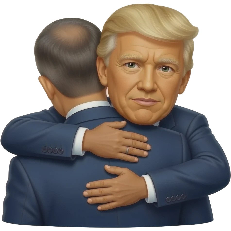 make a face of trump hugging obama with a knife behind obamas back emoji