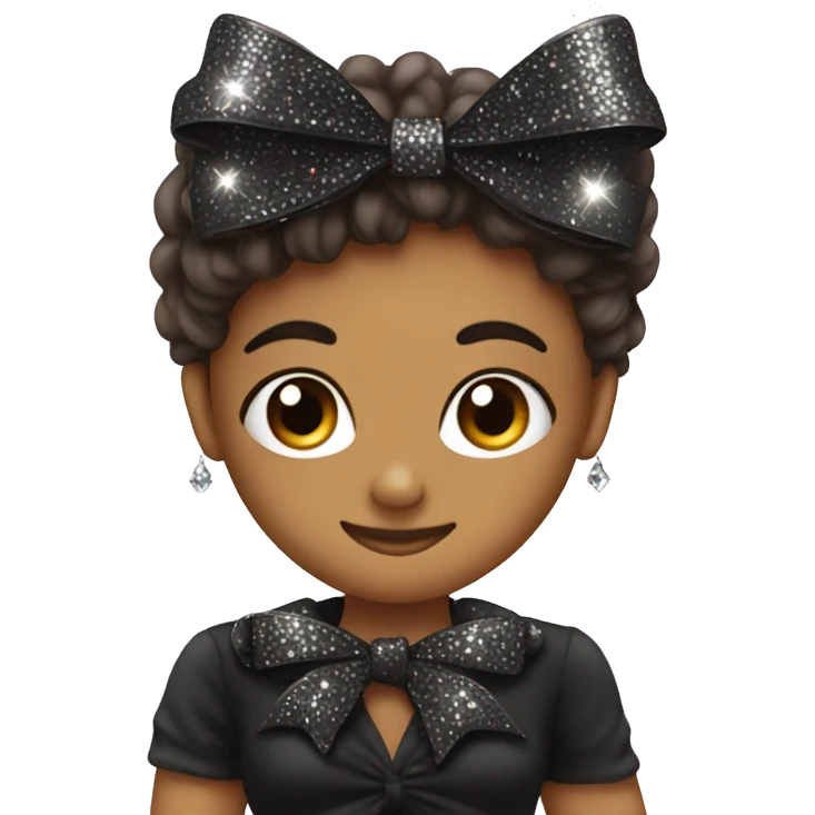 Black bow with sparkly rhinestones emoji