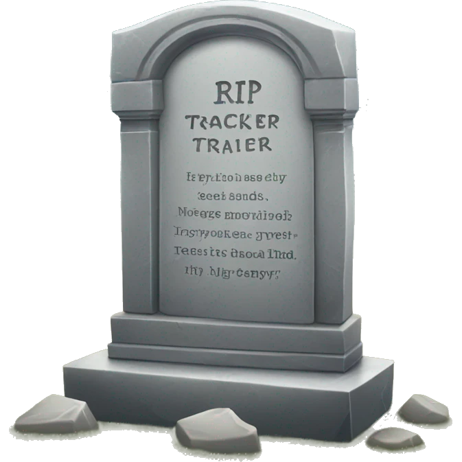 tombstone with only text "RIP Degree Tracker" on it emoji