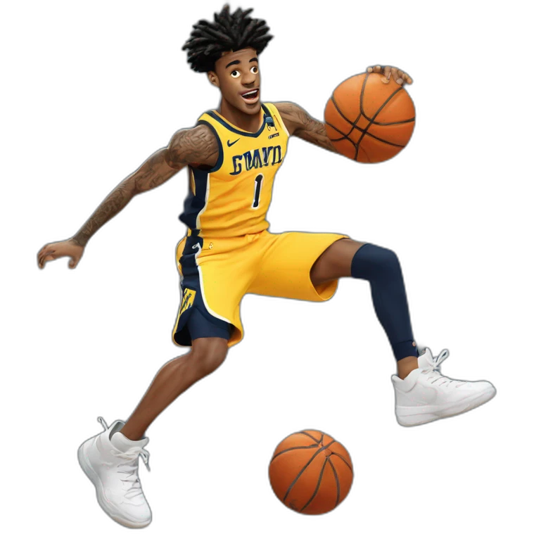 Ja morant jumping over a player emoji