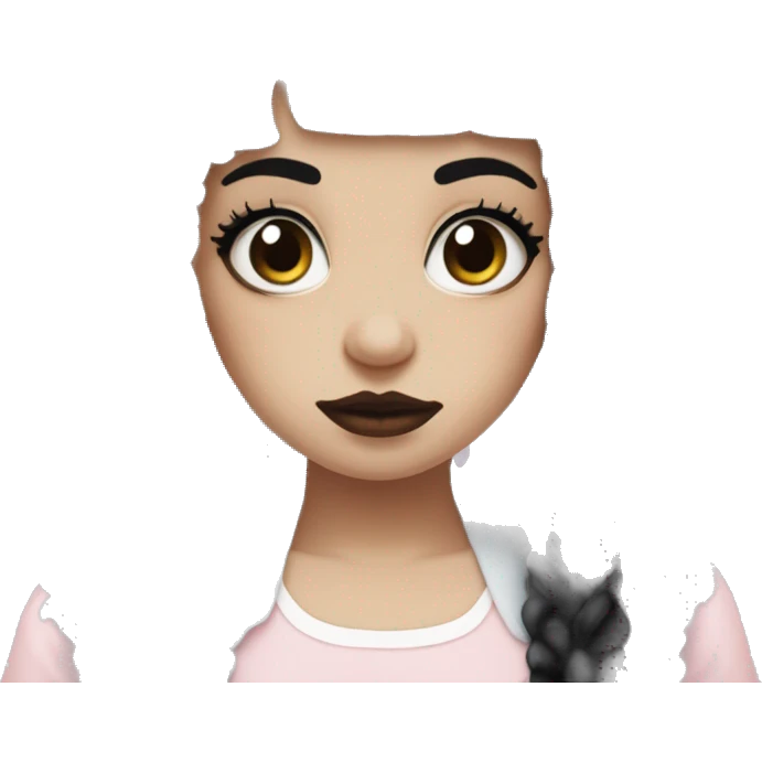 White Woman with black and white middle split dye hair (melanie martinez crybaby style) emoji