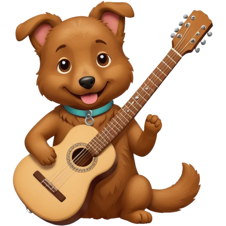 happy dog playing guitar emoji