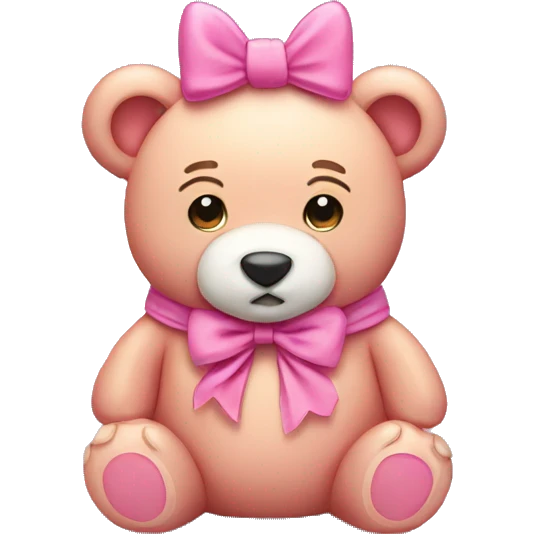 Pink bear wearing a bow  emoji