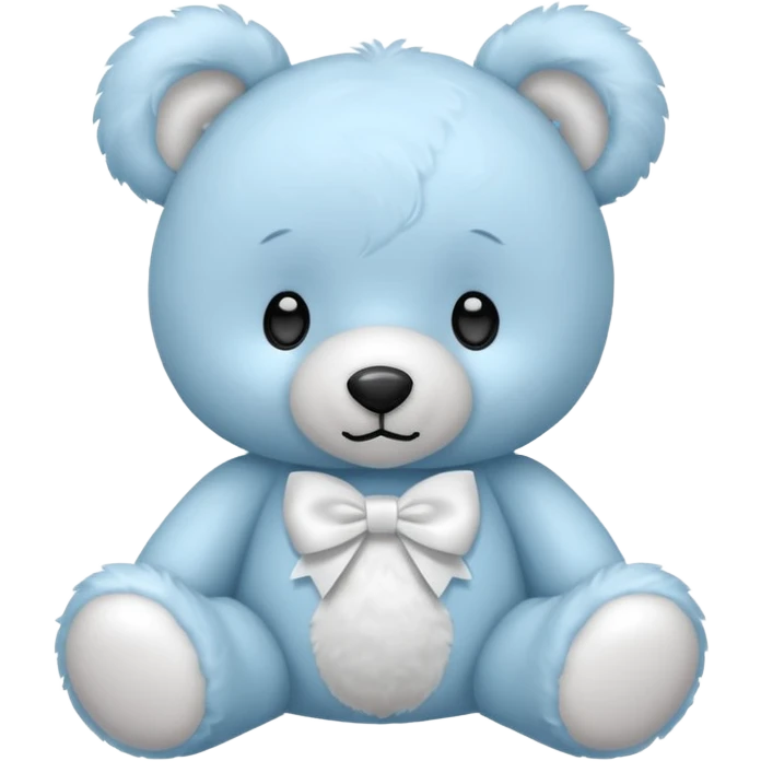 Pastel blue teddybear with a white bow on his head emoji