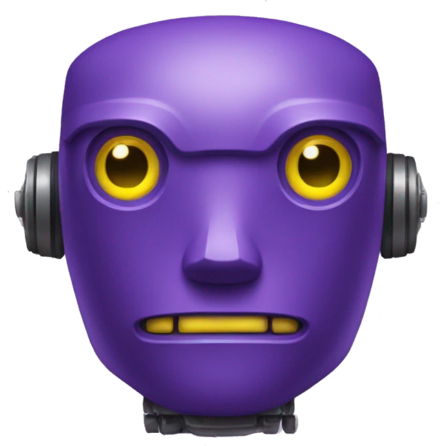 Purple robot with yellow eyes emoji