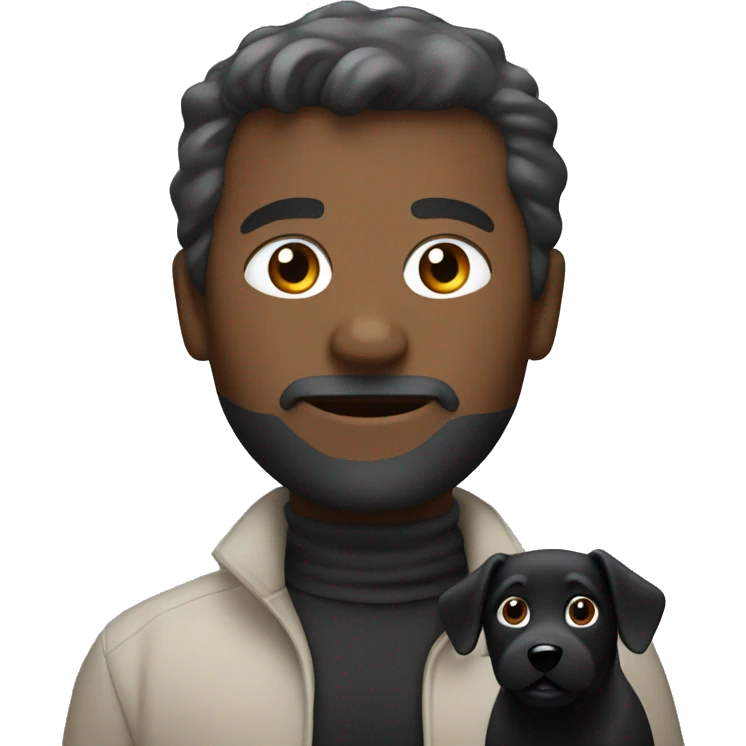 Man in Miata with a black dog emoji