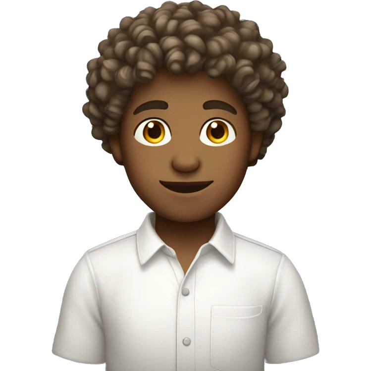 boy with curly hair fair skin developer white shirt emoji