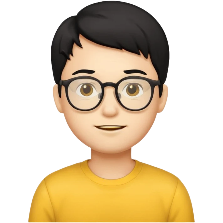 Emoji boy with black hair and glasses emoji